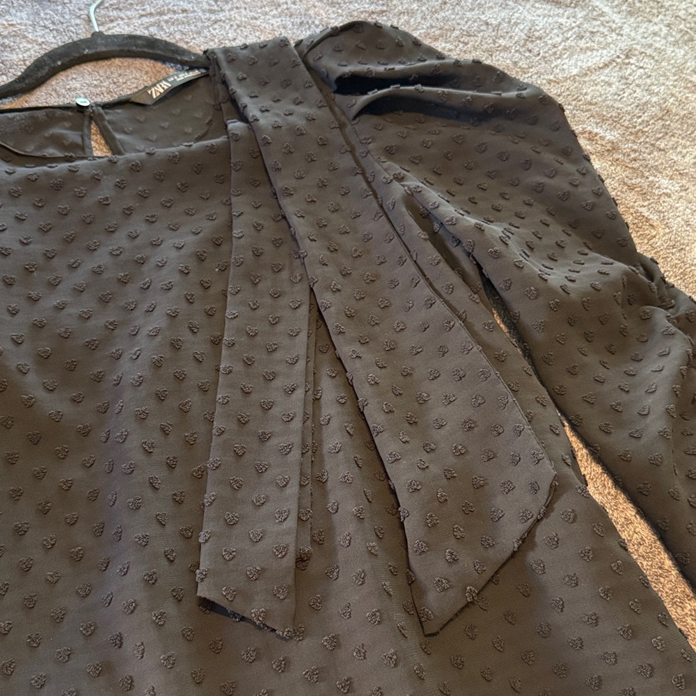Zara Black Textured Blouse